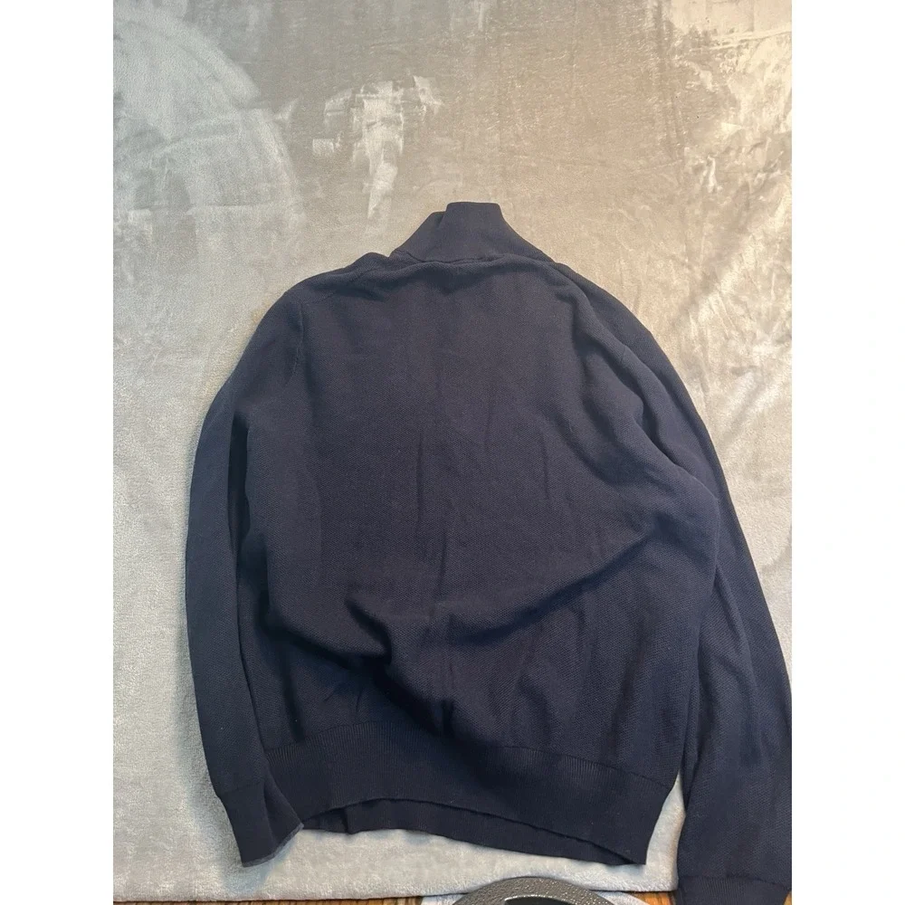 Polo Ralph Lauren Mens Sweater XXL Navy Blue Pima Cotton Pullover Quarter Zip